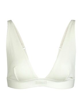 NWT SKIMS Cotton Rib Plunge Bralette - Bone